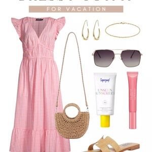 Vineyard Vines Pink and White Ruffled Smocked Sundress